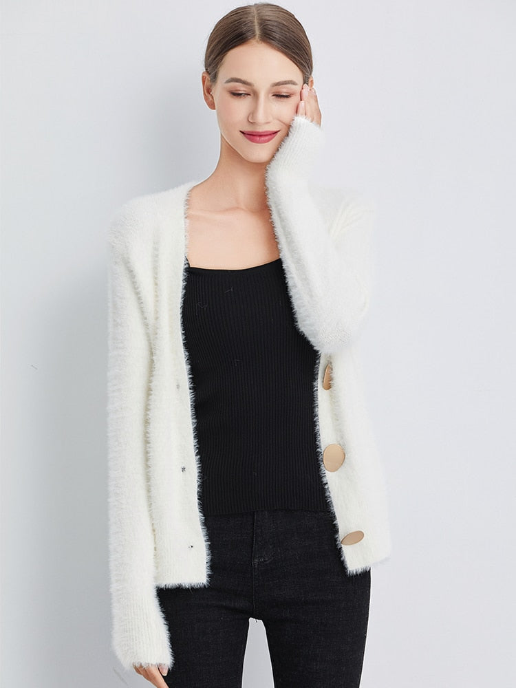 Peris Gems Gold Button Wool Cardigan for Women | Casual Warm Sweaters SHEIN Amazon Temu