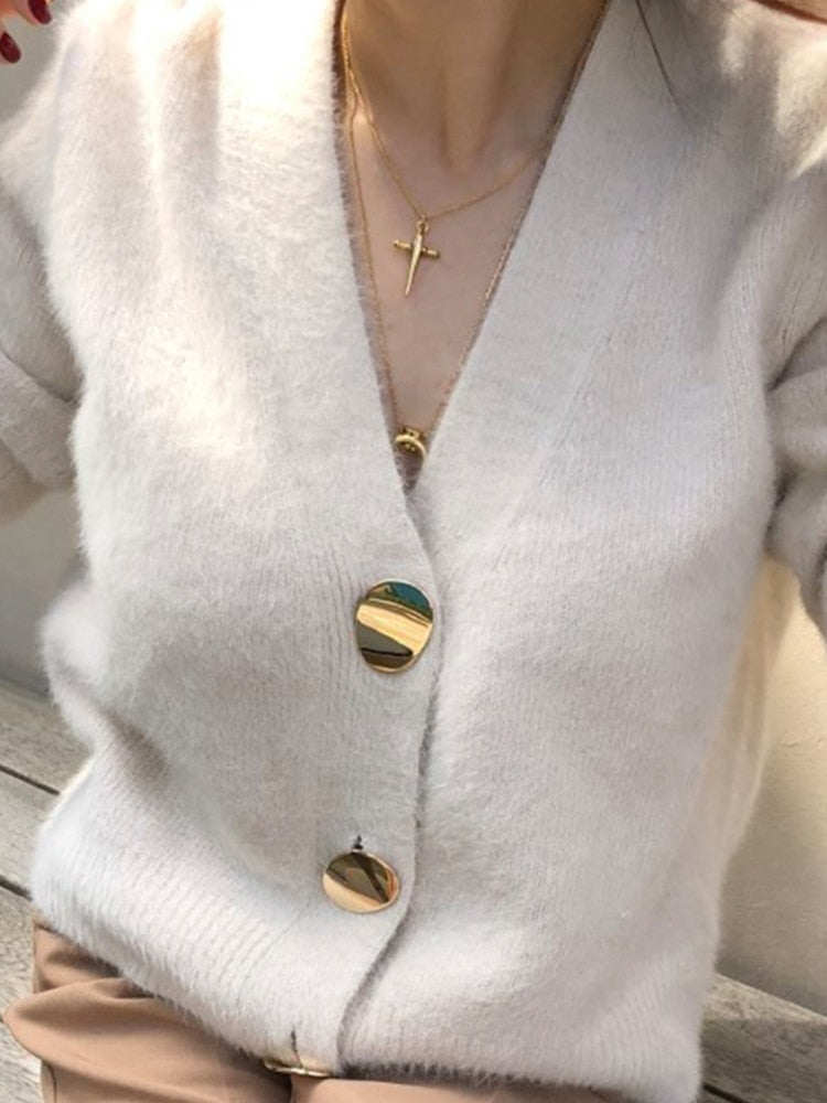 Peris Gems Gold Button Wool Cardigan for Women | Casual Warm Sweaters SHEIN Amazon Temu