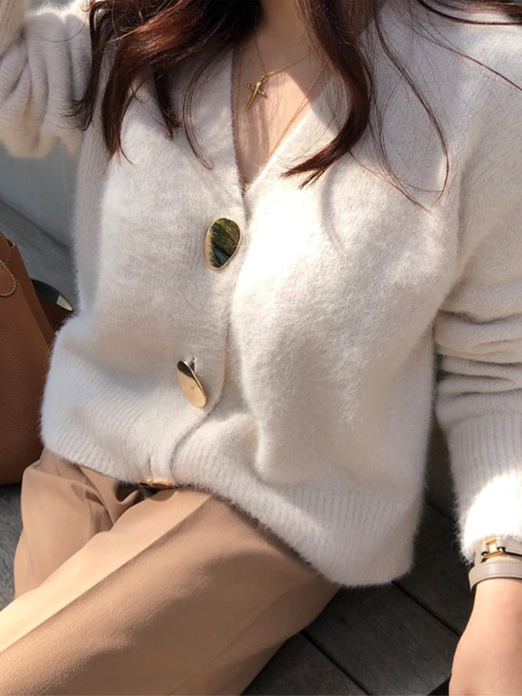 Peris Gems Gold Button Wool Cardigan for Women | Casual Warm Sweaters SHEIN Amazon Temu