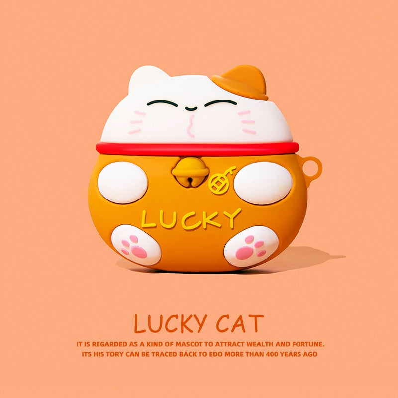Peris Gems Gold Cat / for AirPods 1 Japanese Style Lucky Cat Silicone AirPod Pro Protective Case SHEIN Amazon Temu