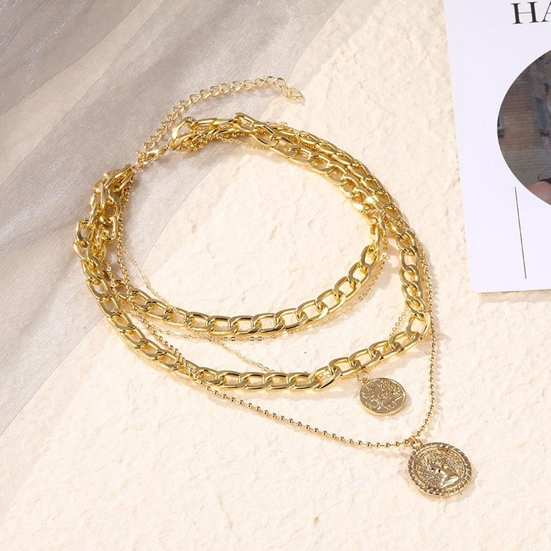 Peris Gems Gold Coin Pendant Necklaces for Women | Multilayered Cuban Link Necklace SHEIN Amazon Temu