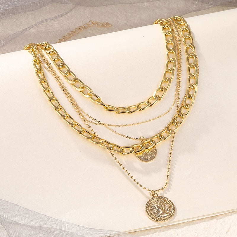 Peris Gems Gold Coin Pendant Necklaces for Women | Multilayered Cuban Link Necklace SHEIN Amazon Temu