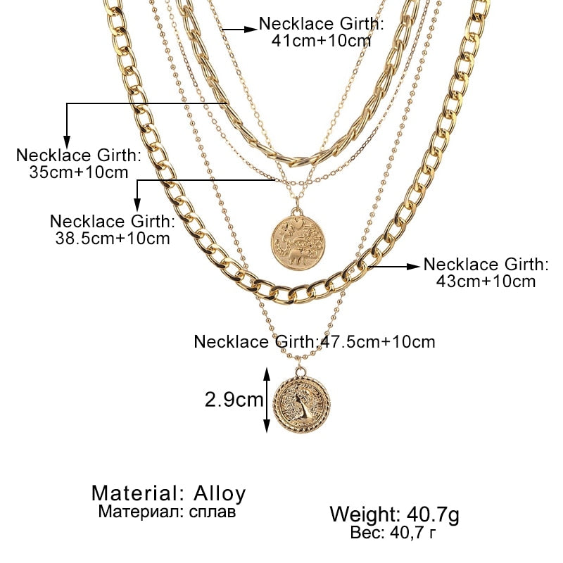 Peris Gems Gold Coin Pendant Necklaces for Women | Multilayered Cuban Link Necklace SHEIN Amazon Temu