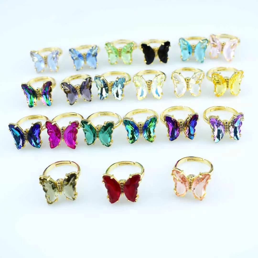 Peris Gems Gold Crystal Butterfly Rings for Women | Adjustable Open Ring Gold Crystal Butterfly Rings for Women| Adjustable Open Ring SHEIN Amazon Temu