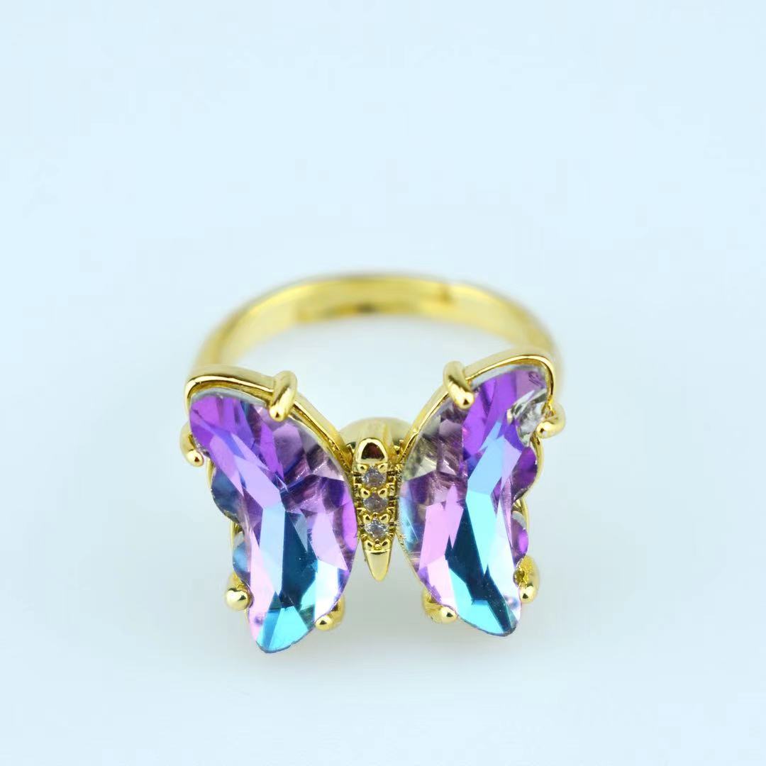 Peris Gems Gold Crystal Butterfly Rings for Women | Adjustable Open Ring Gold Crystal Butterfly Rings for Women| Adjustable Open Ring SHEIN Amazon Temu