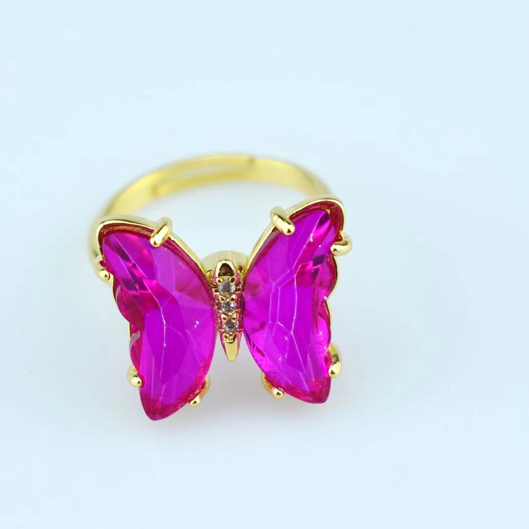 Peris Gems Gold Crystal Butterfly Rings for Women | Adjustable Open Ring Gold Crystal Butterfly Rings for Women| Adjustable Open Ring SHEIN Amazon Temu