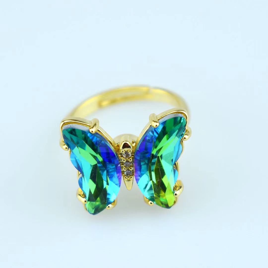 Peris Gems Gold Crystal Butterfly Rings for Women | Adjustable Open Ring Gold Crystal Butterfly Rings for Women| Adjustable Open Ring SHEIN Amazon Temu