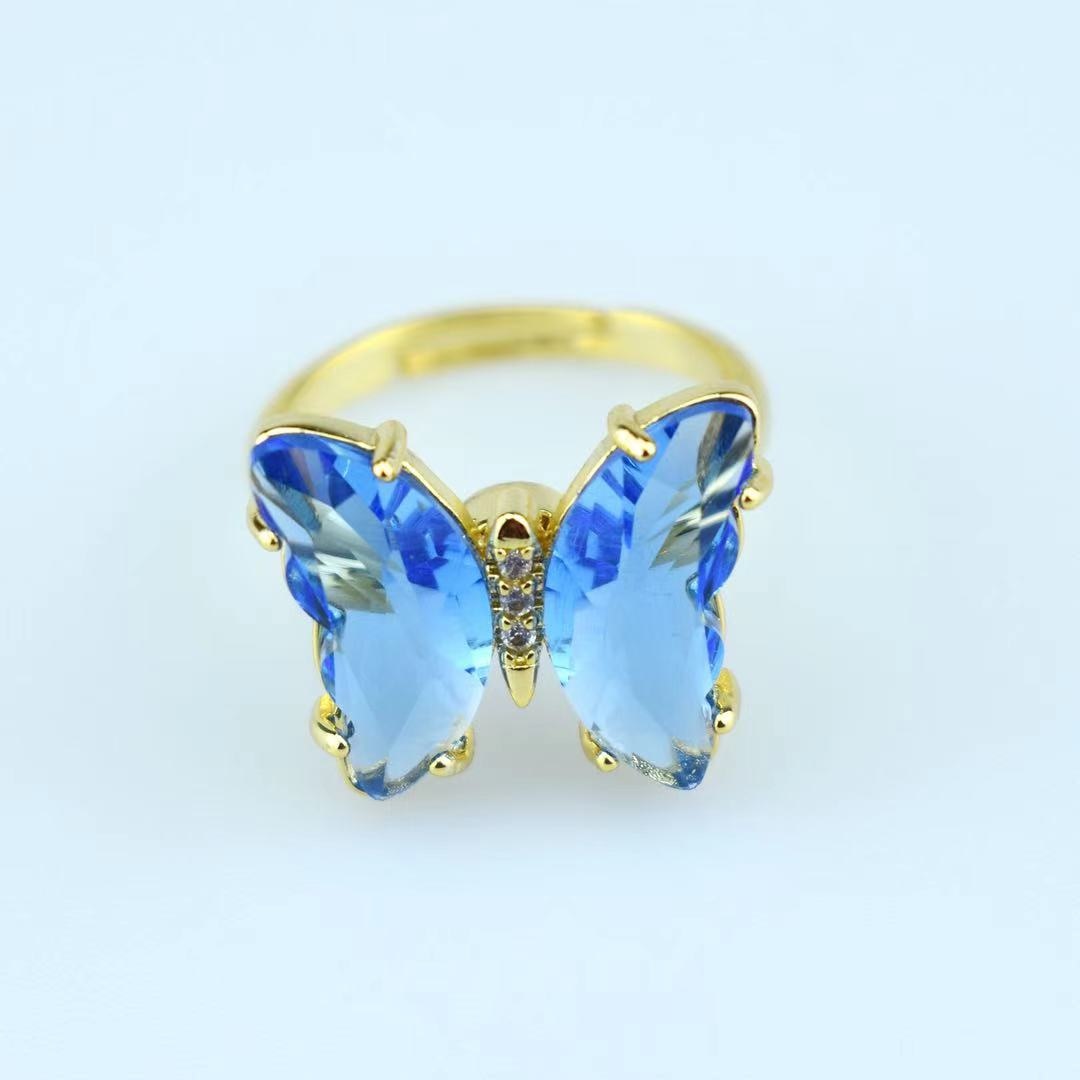 Peris Gems Gold Crystal Butterfly Rings for Women | Adjustable Open Ring Gold Crystal Butterfly Rings for Women| Adjustable Open Ring SHEIN Amazon Temu