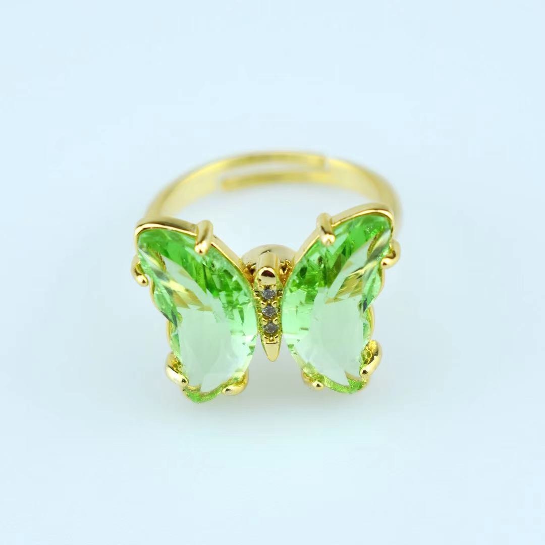 Peris Gems Gold Crystal Butterfly Rings for Women | Adjustable Open Ring Gold Crystal Butterfly Rings for Women| Adjustable Open Ring SHEIN Amazon Temu
