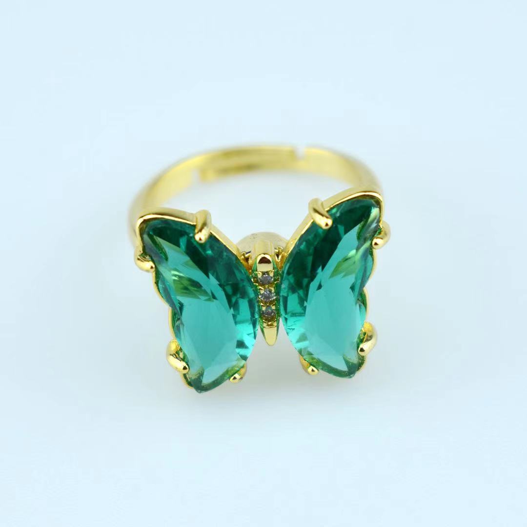 Peris Gems Gold Crystal Butterfly Rings for Women | Adjustable Open Ring Gold Crystal Butterfly Rings for Women| Adjustable Open Ring SHEIN Amazon Temu