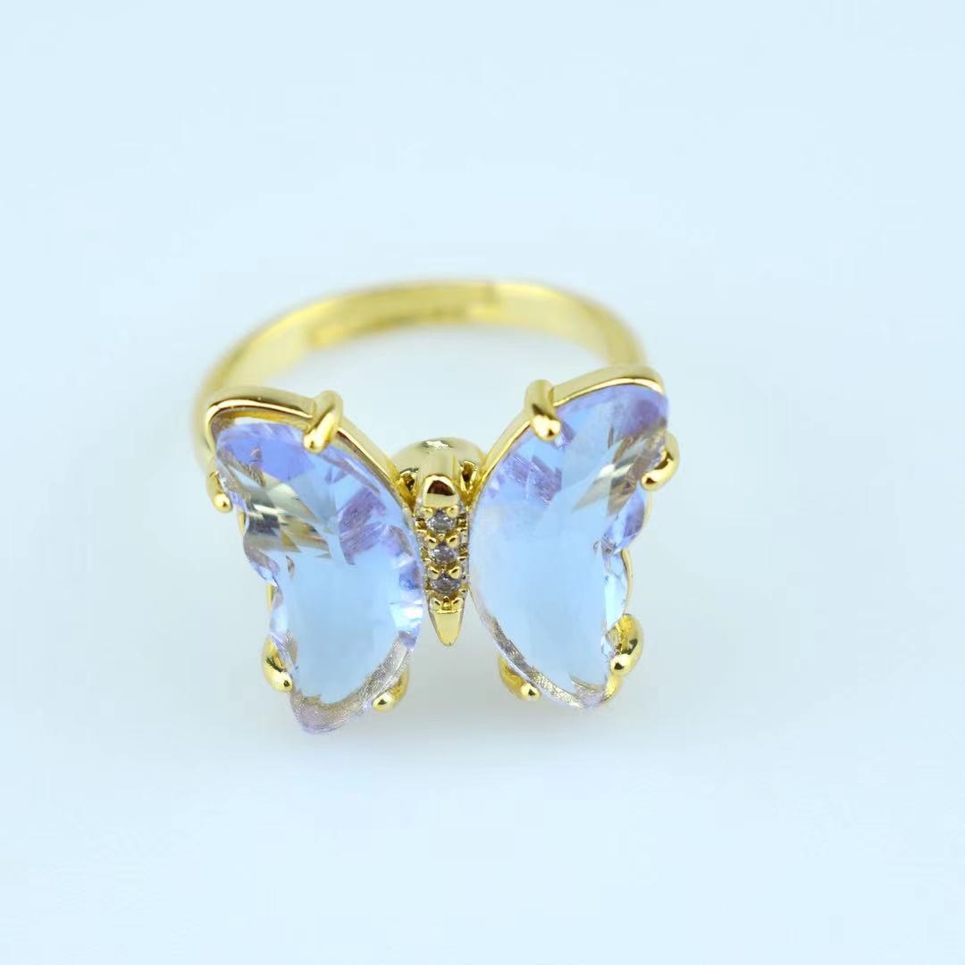 Peris Gems Gold Crystal Butterfly Rings for Women | Adjustable Open Ring Gold Crystal Butterfly Rings for Women| Adjustable Open Ring SHEIN Amazon Temu