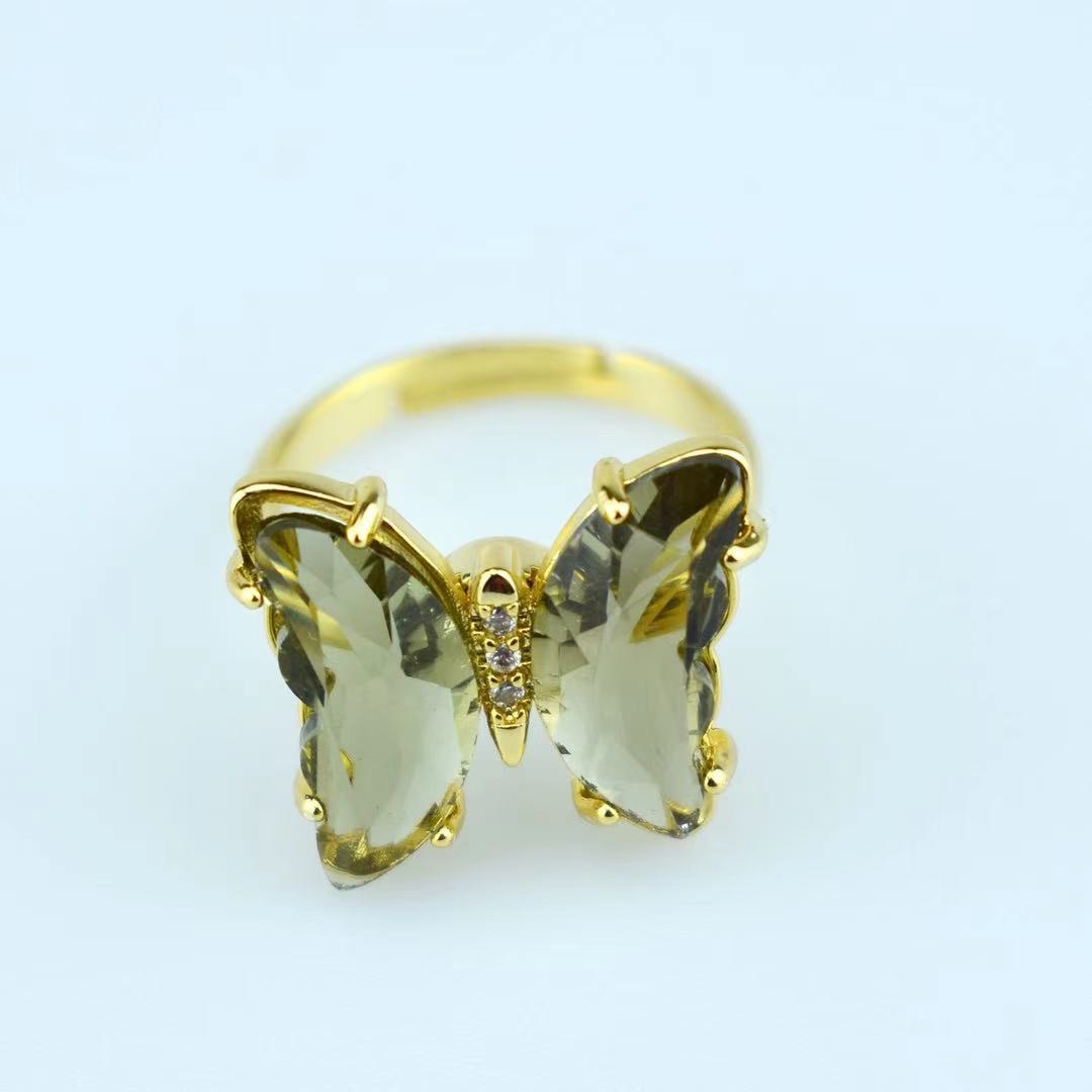 Peris Gems Gold Crystal Butterfly Rings for Women | Adjustable Open Ring Gold Crystal Butterfly Rings for Women| Adjustable Open Ring SHEIN Amazon Temu