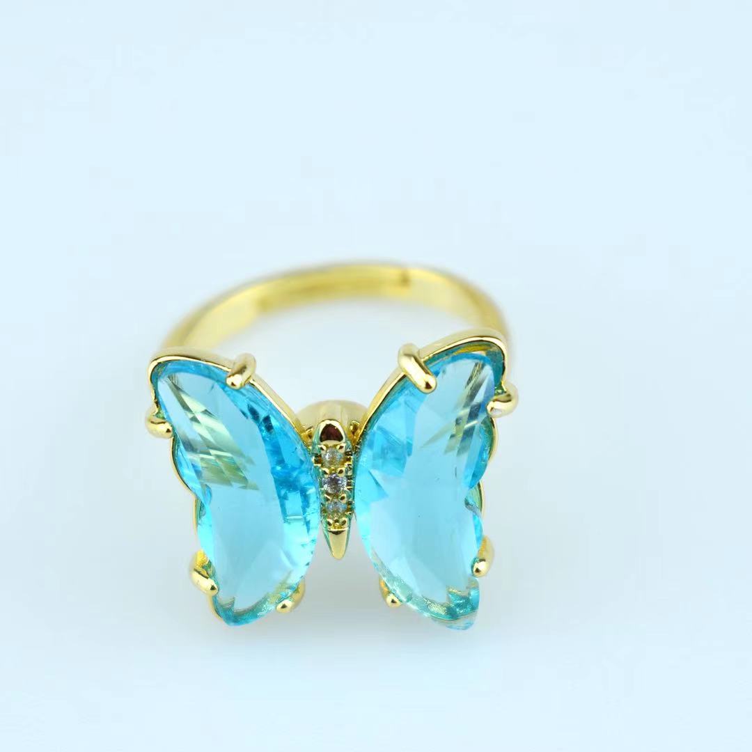 Peris Gems Gold Crystal Butterfly Rings for Women | Adjustable Open Ring Gold Crystal Butterfly Rings for Women| Adjustable Open Ring SHEIN Amazon Temu