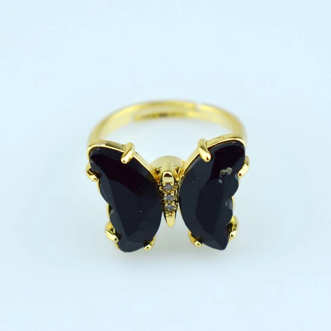 Peris Gems Gold Crystal Butterfly Rings for Women | Adjustable Open Ring Gold Crystal Butterfly Rings for Women| Adjustable Open Ring SHEIN Amazon Temu