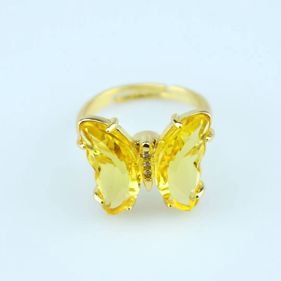 Peris Gems Gold Crystal Butterfly Rings for Women | Adjustable Open Ring Gold Crystal Butterfly Rings for Women| Adjustable Open Ring SHEIN Amazon Temu