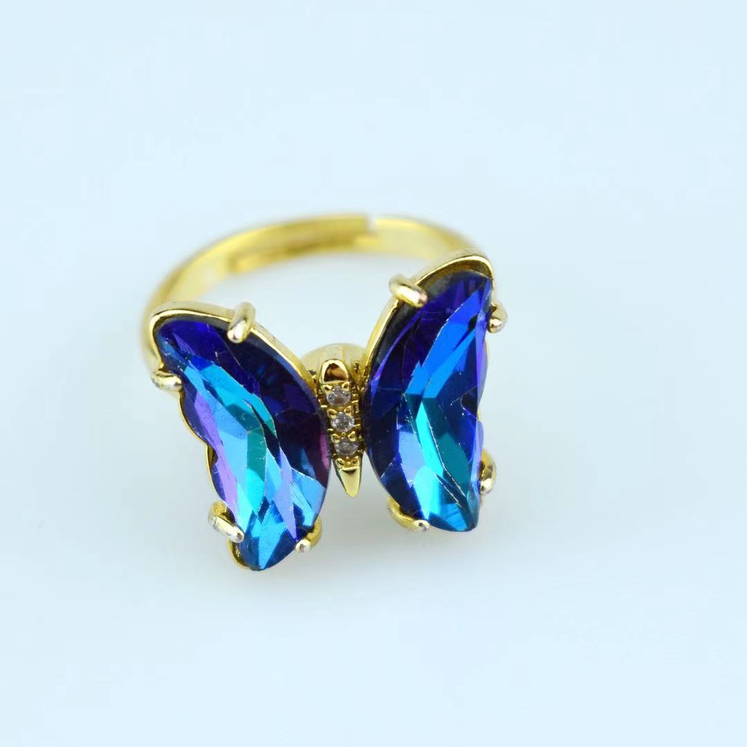 Peris Gems Gold Crystal Butterfly Rings for Women | Adjustable Open Ring Gold Crystal Butterfly Rings for Women| Adjustable Open Ring SHEIN Amazon Temu