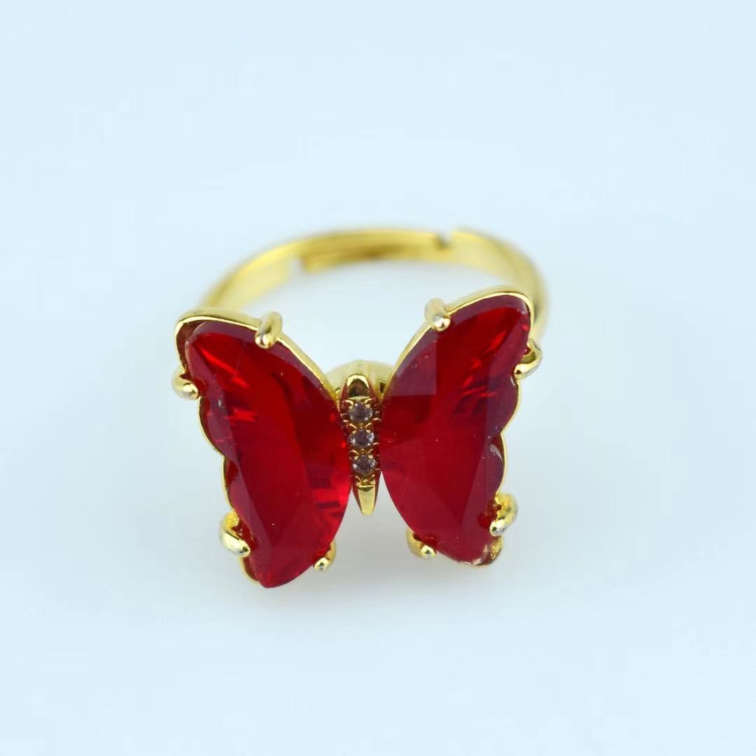 Peris Gems Gold Crystal Butterfly Rings for Women | Adjustable Open Ring Gold Crystal Butterfly Rings for Women| Adjustable Open Ring SHEIN Amazon Temu