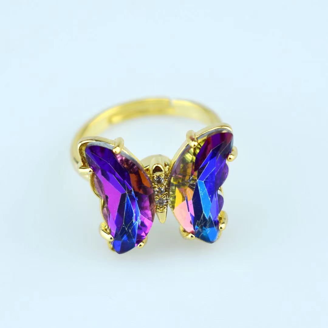 Peris Gems Gold Crystal Butterfly Rings for Women | Adjustable Open Ring Gold Crystal Butterfly Rings for Women| Adjustable Open Ring SHEIN Amazon Temu