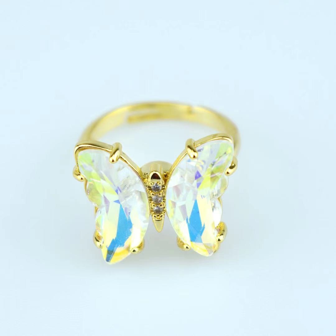 Peris Gems Gold Crystal Butterfly Rings for Women | Adjustable Open Ring Gold Crystal Butterfly Rings for Women| Adjustable Open Ring SHEIN Amazon Temu
