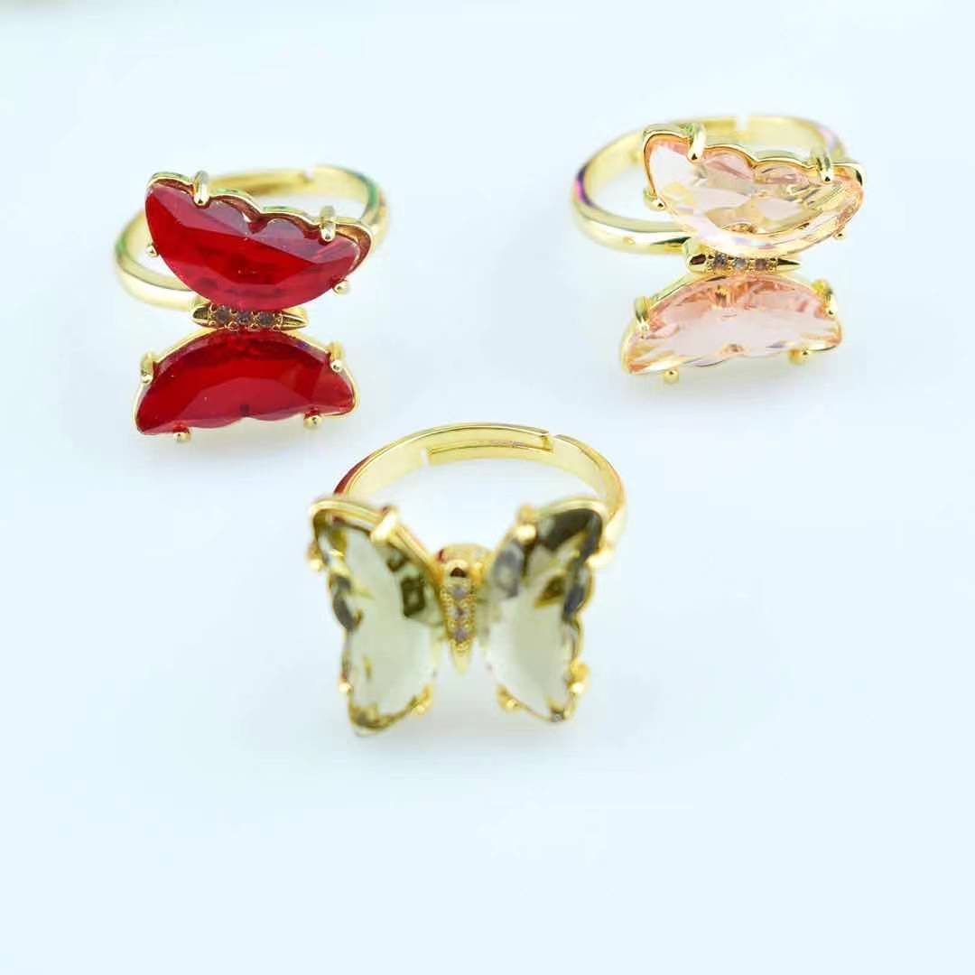 Peris Gems Gold Crystal Butterfly Rings for Women | Adjustable Open Ring Gold Crystal Butterfly Rings for Women| Adjustable Open Ring SHEIN Amazon Temu