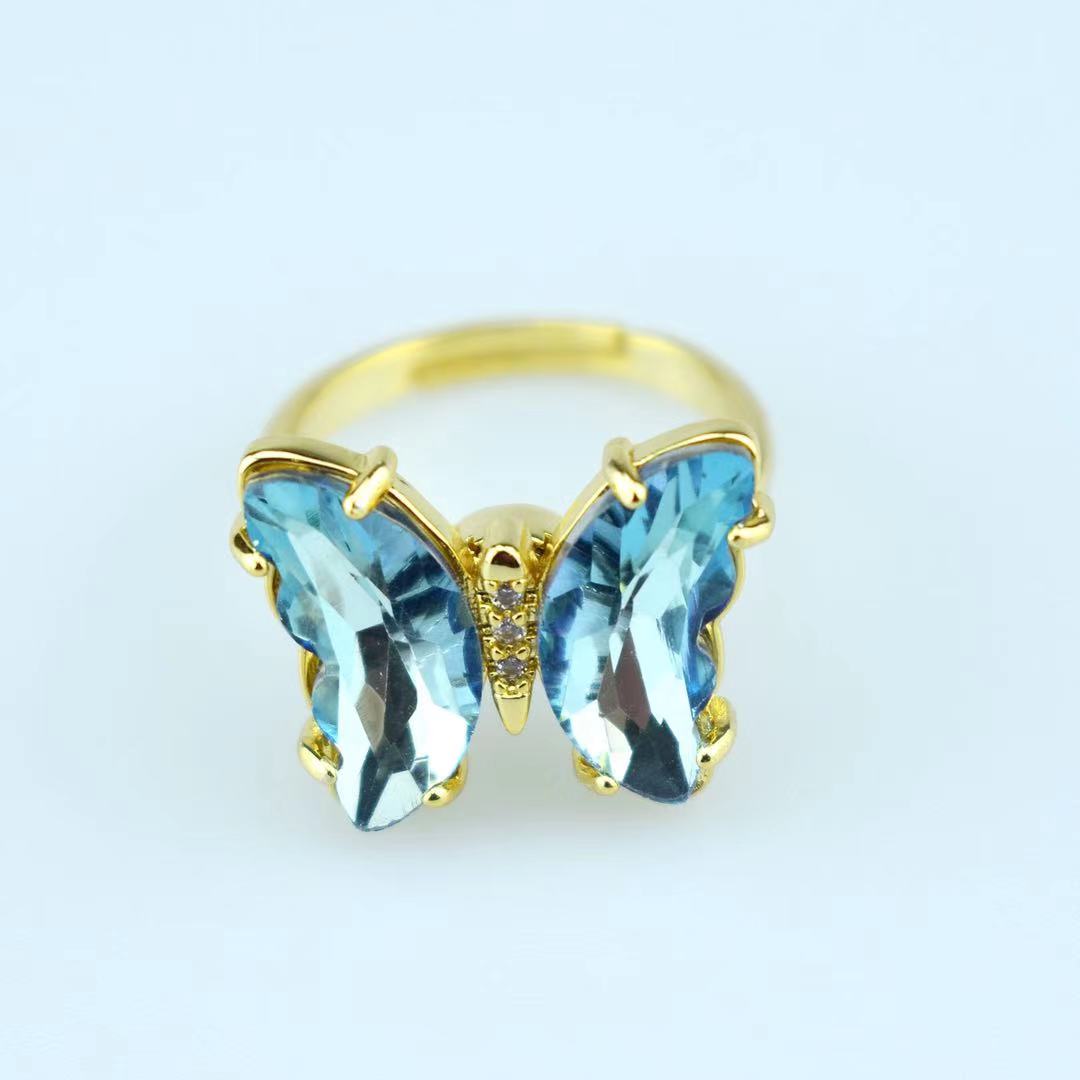 Peris Gems Gold Crystal Butterfly Rings for Women | Adjustable Open Ring Gold Crystal Butterfly Rings for Women| Adjustable Open Ring SHEIN Amazon Temu