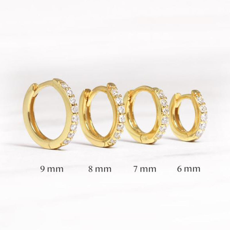 Peris Gems Gold Diamond / 6mm 2pcs Real 925 Sterling Silver Hoop Earrings for Women | Round Circle Earrings SHEIN Amazon Temu