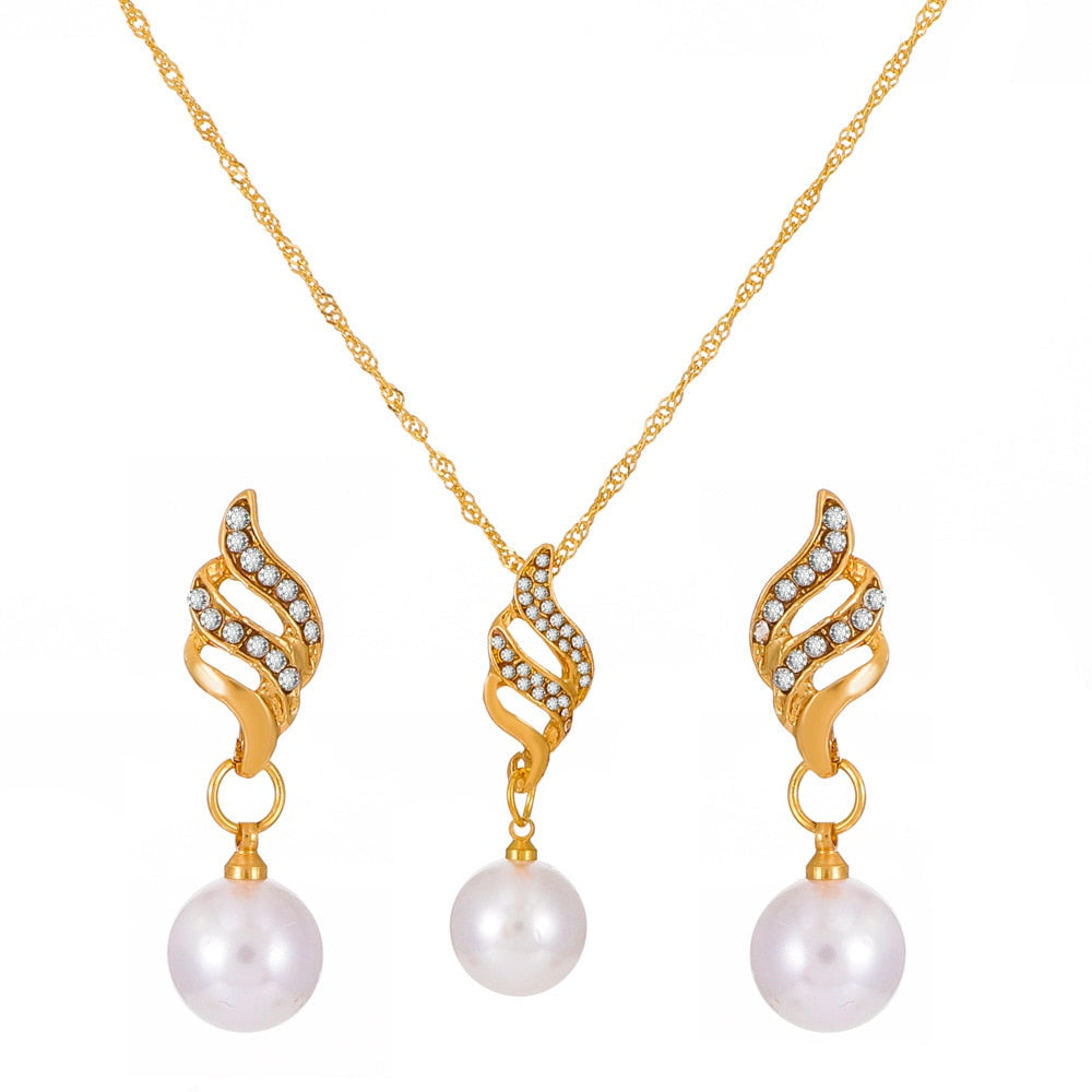 Peris Gems Gold Diamond Necklace and Earrings Set | Diamond Jewelry Sets SHEIN Amazon Temu