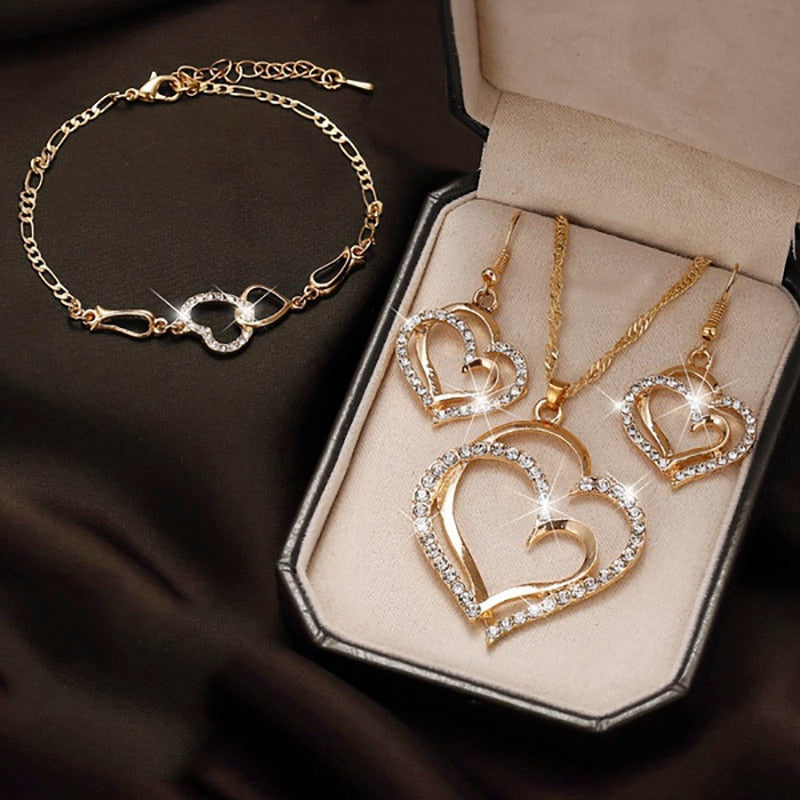 Peris Gems Gold Diamond Necklace and Earrings Set | Diamond Jewelry Sets SHEIN Amazon Temu