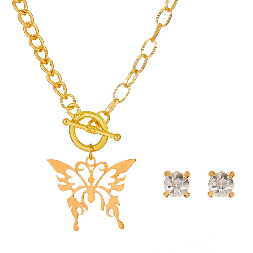 Peris Gems Gold Diamond Necklace and Earrings Set | Diamond Jewelry Sets SHEIN Amazon Temu