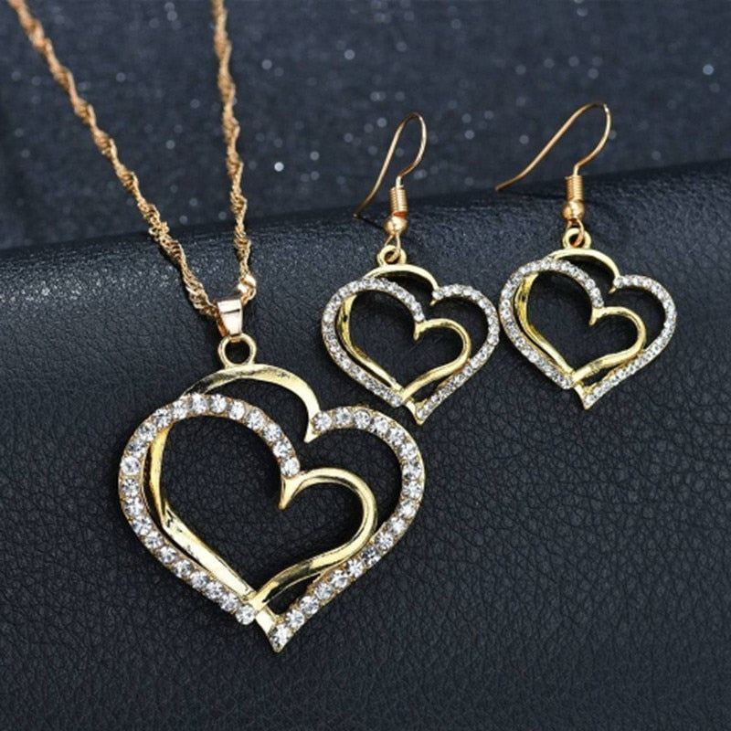 Peris Gems Gold Diamond Necklace and Earrings Set | Diamond Jewelry Sets SHEIN Amazon Temu