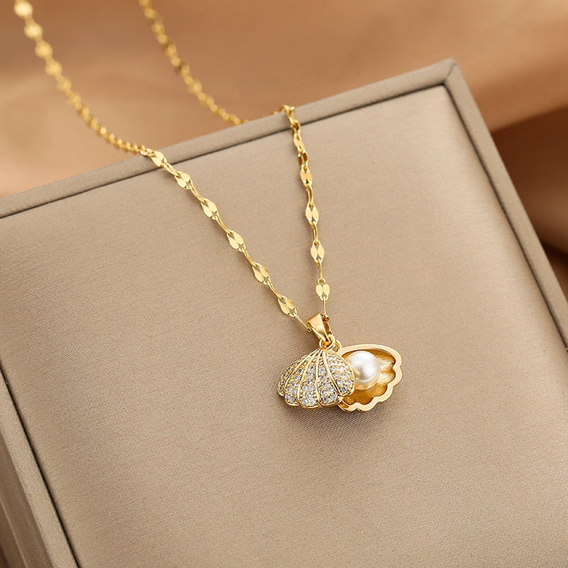 Peris Gems Gold Diamond Necklace Collection for Women | Stainless Steel Mermaid Heart Butterfly Sunflower Gold Diamond Necklace Collection for Women | Stainless Steel SHEIN Amazon Temu