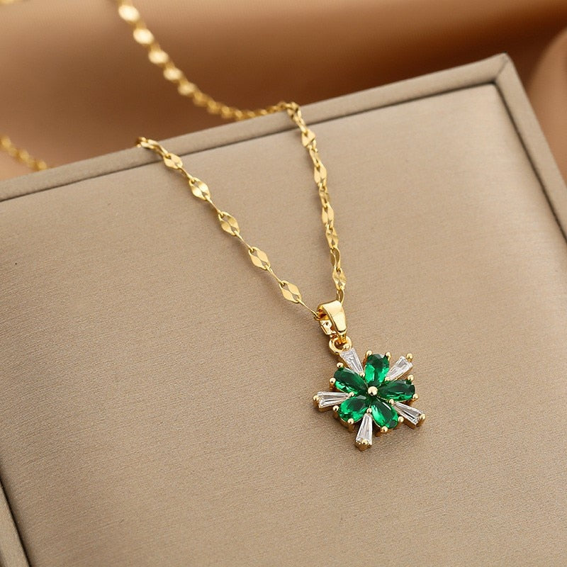 Peris Gems Gold Diamond Necklace Collection for Women | Stainless Steel Mermaid Heart Butterfly Sunflower Gold Diamond Necklace Collection for Women | Stainless Steel SHEIN Amazon Temu
