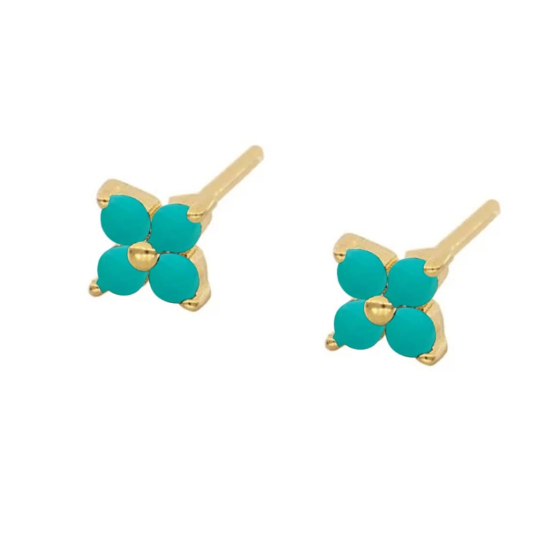 Peris Gems Gold Diamond Stud Turquoise Hoop Earrings for Women | Sterling Silver Gold Earrings SHEIN Amazon Temu