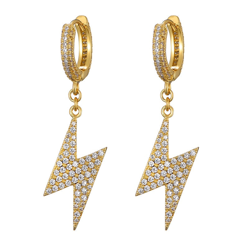 Peris Gems Gold Diamond Zircon Lighting Dangle Earrings for Women | CZ Earrings Diamond Zircon Lighting Dangle Earrings for Women CZ Earring SHEIN Amazon Temu