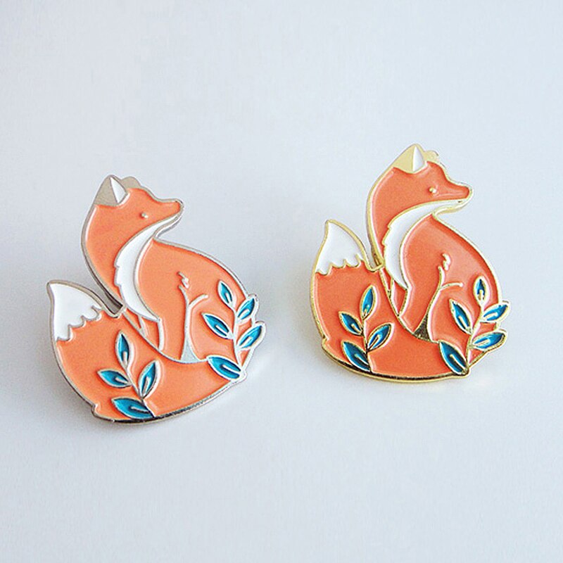 Peris Gems Gold Enamel Cute Woodland Fox Badge Lapel Pins Unisex SHEIN Amazon Temu