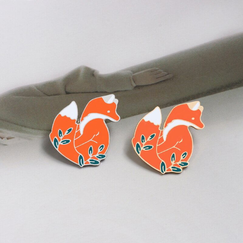 Peris Gems Gold Enamel Cute Woodland Fox Badge Lapel Pins Unisex SHEIN Amazon Temu