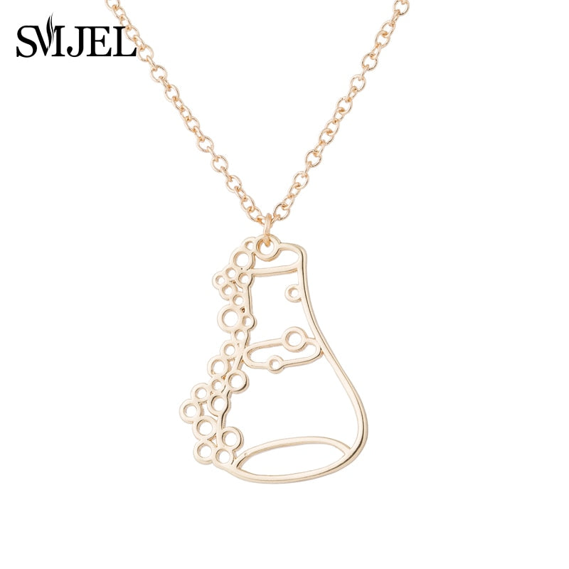 Peris Gems Gold Erlenmeyer Flask Potion Necklace Unisex | Hollow Chemistry Necklace for Women and Men SHEIN Amazon Temu