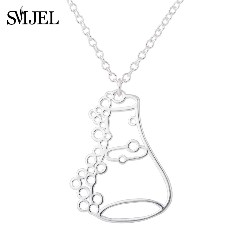 Peris Gems Gold Erlenmeyer Flask Potion Necklace Unisex | Hollow Chemistry Necklace for Women and Men SHEIN Amazon Temu