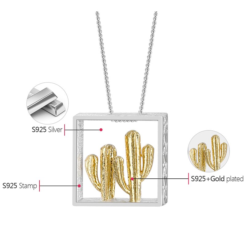 Peris Gems Gold Full 18K Gold Double Cactus Pendant Only for Necklace DIY 925 Silver Full 18K Gold Double Cactus Pendant Only for Necklace DIY SHEIN Amazon Temu
