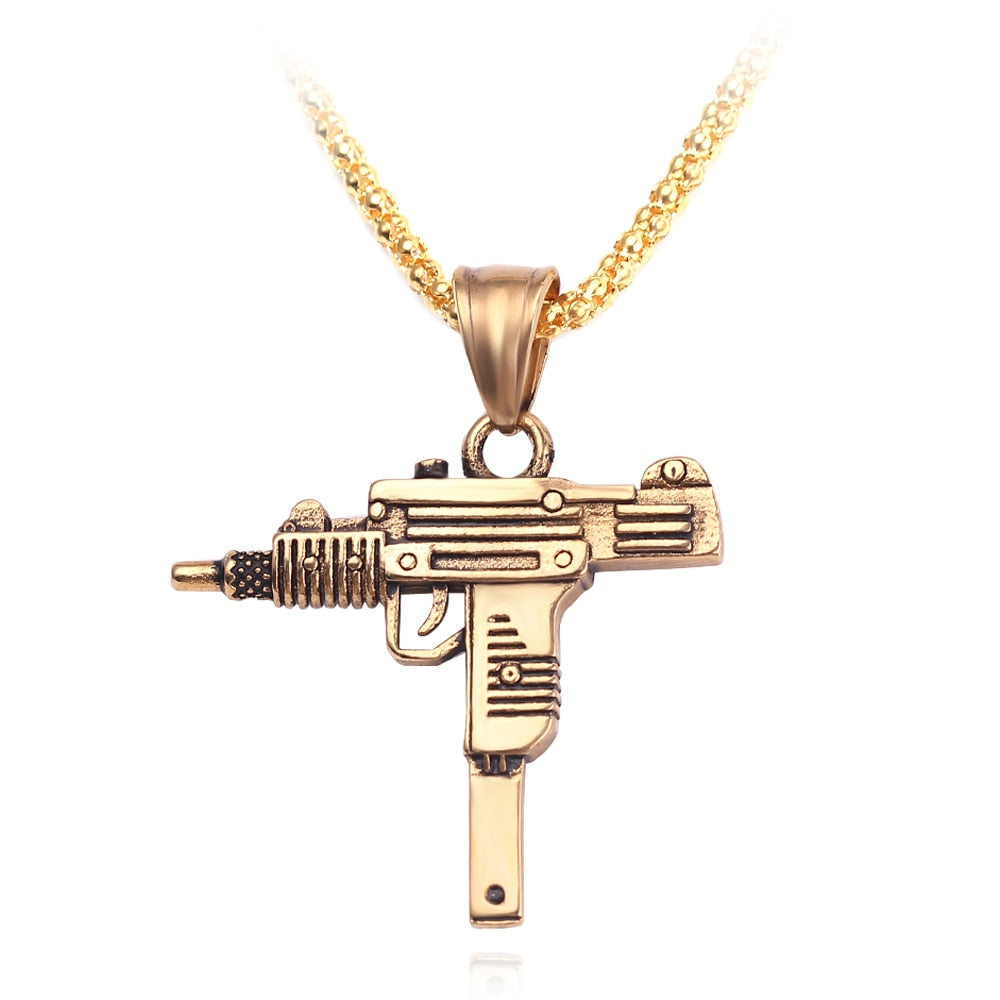 Peris Gems Gold Gold Uzi Necklaces Unisex | Goth Hip-Hop Gun Jewelry SHEIN Amazon Temu