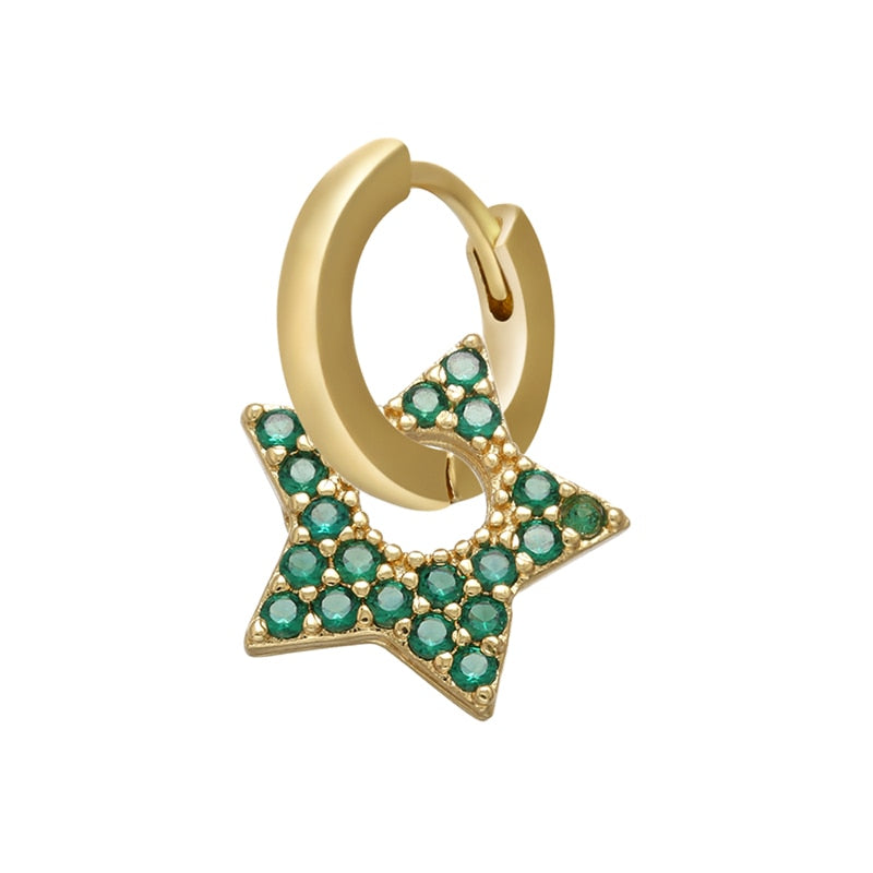 Peris Gems gold green-1piece 1 Crystal Heart Earrings for Women | Gold and Diamond Hoop Earrings SHEIN Amazon Temu