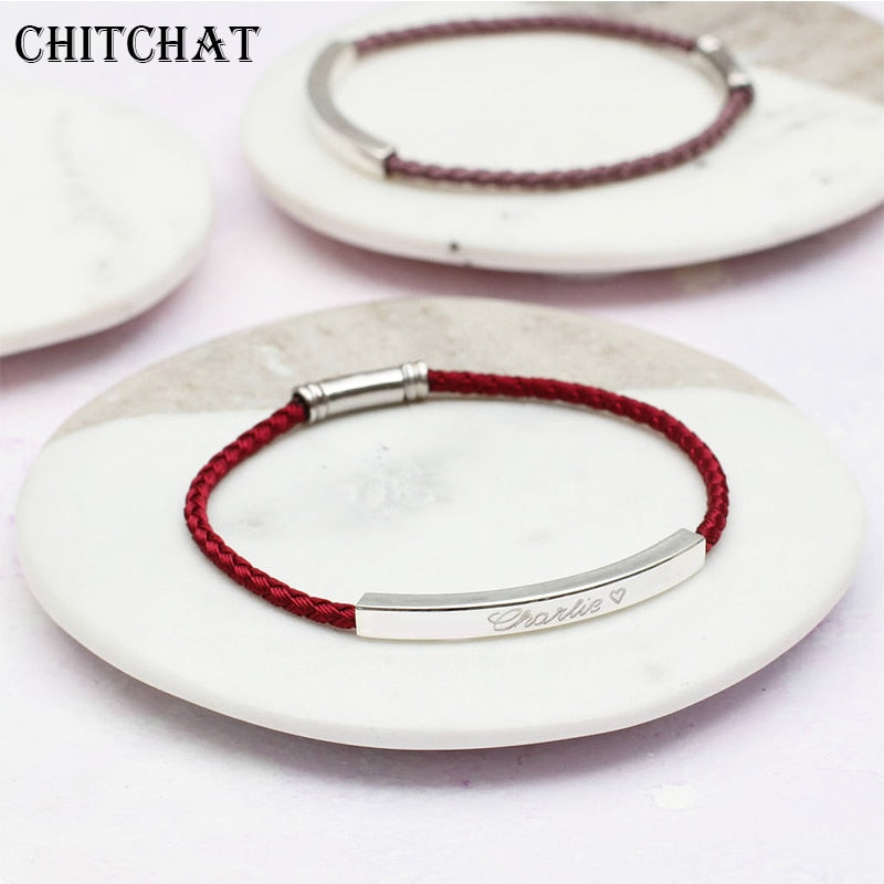 Peris Gems gold grey rope / 16.5cm Personalized Stainless Custom Name Pendant Bracelets Unisex SHEIN Amazon Temu