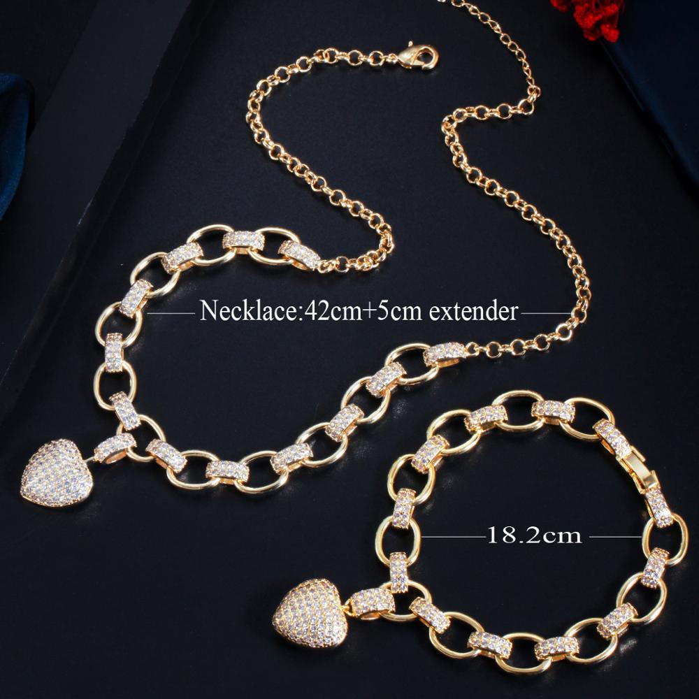 Peris Gems Gold Heart Dangle Necklace and Bracelet Set for Women | Love Heart Jewelry Gold Heart Dangle Necklace and Bracelet Set for Women SHEIN Amazon Temu