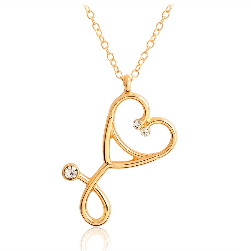 Peris Gems Gold Heart Stethoscope Pendant Necklace Unisex | Doctor Nurse Necklace Gift Heart Stethoscope Pendant Necklace Unisex |Doctor Nurse Gift SHEIN Amazon Temu