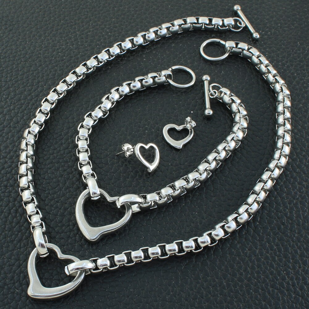 Peris Gems Gold Hollow Heart Necklace and Bracelet Set for Women | Stainless Steel Gold Hollow Heart Necklace and Bracelet Set for Wome SHEIN Amazon Temu