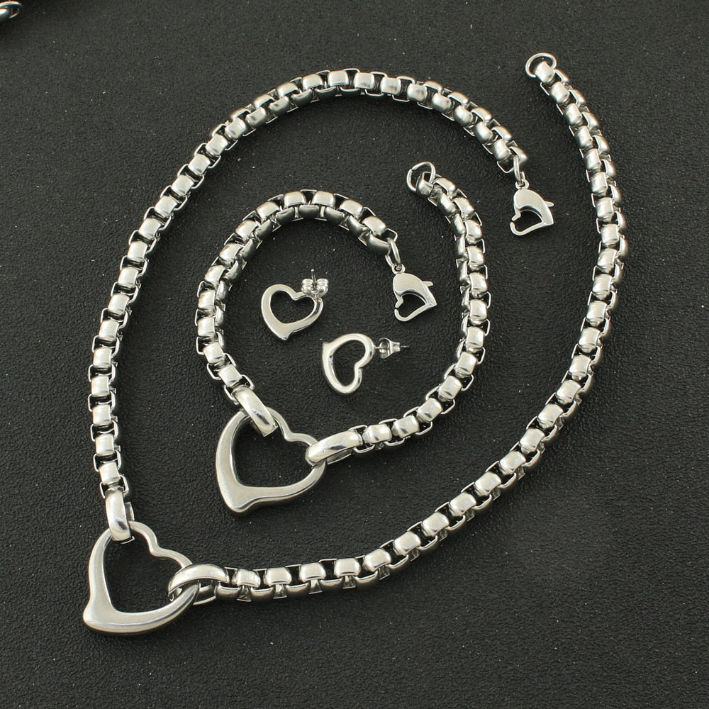 Peris Gems Gold Hollow Heart Necklace and Bracelet Set for Women | Stainless Steel Gold Hollow Heart Necklace and Bracelet Set for Wome SHEIN Amazon Temu