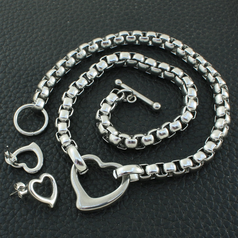 Peris Gems Gold Hollow Heart Necklace and Bracelet Set for Women | Stainless Steel Gold Hollow Heart Necklace and Bracelet Set for Wome SHEIN Amazon Temu