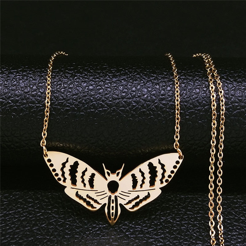 Peris Gems Gold Hollow Moth Necklaces Unisex | Gold Stainless Steel SHEIN Amazon Temu