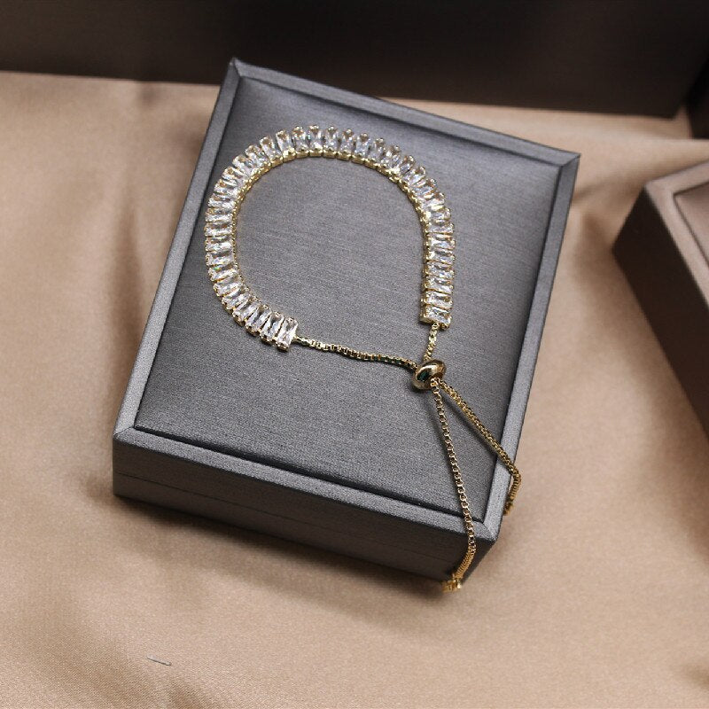 Peris Gems Gold Inlaid Baguette Diamond Bracelets for Women | Party Jewelry Gold Inlaid Baguette Diamond Bracelets for Women SHEIN Amazon Temu