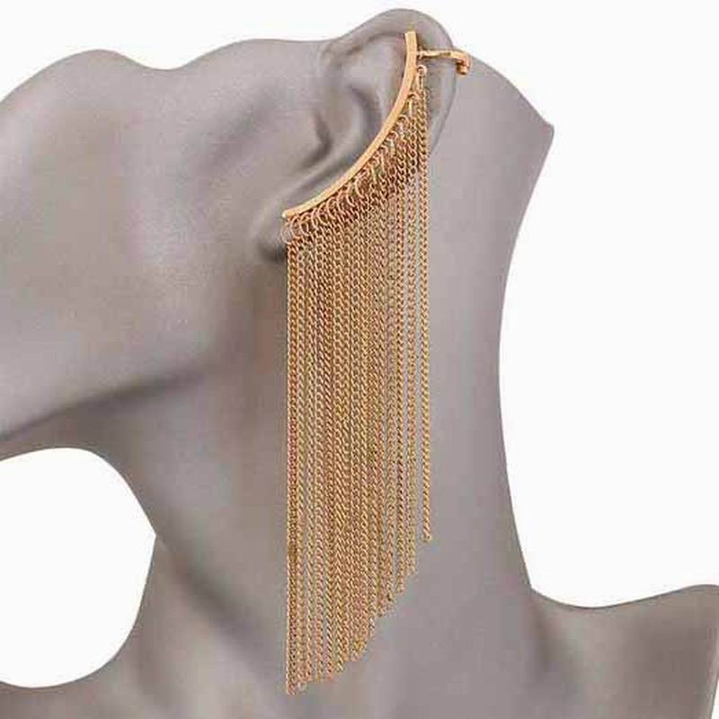 Peris Gems Gold Long Chain Tassel 1pc Ear Cuff Earrings for Women SHEIN Amazon Temu